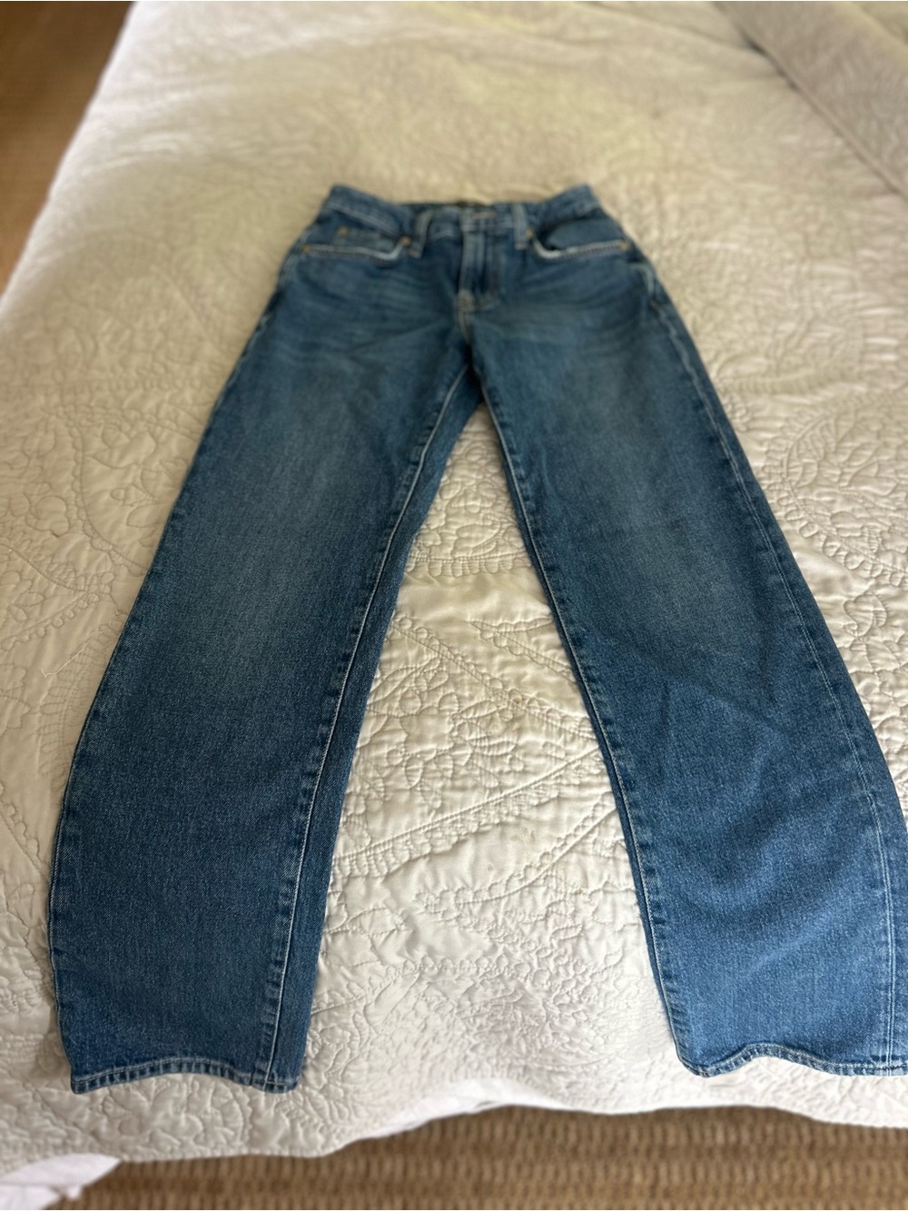 7 For All Mankind Women's Straight Leg Jeans in Medium Blue
